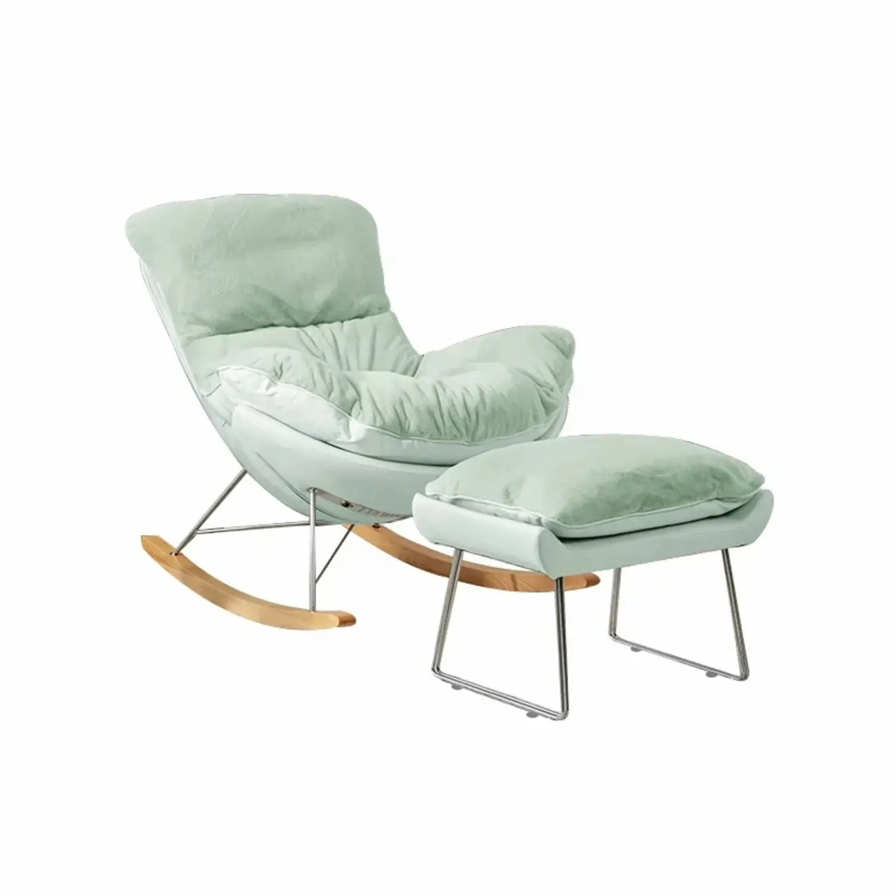 Fauteuil à bascule moderne sans accoudoirs, revêtu de flanelle, avec repose-pieds