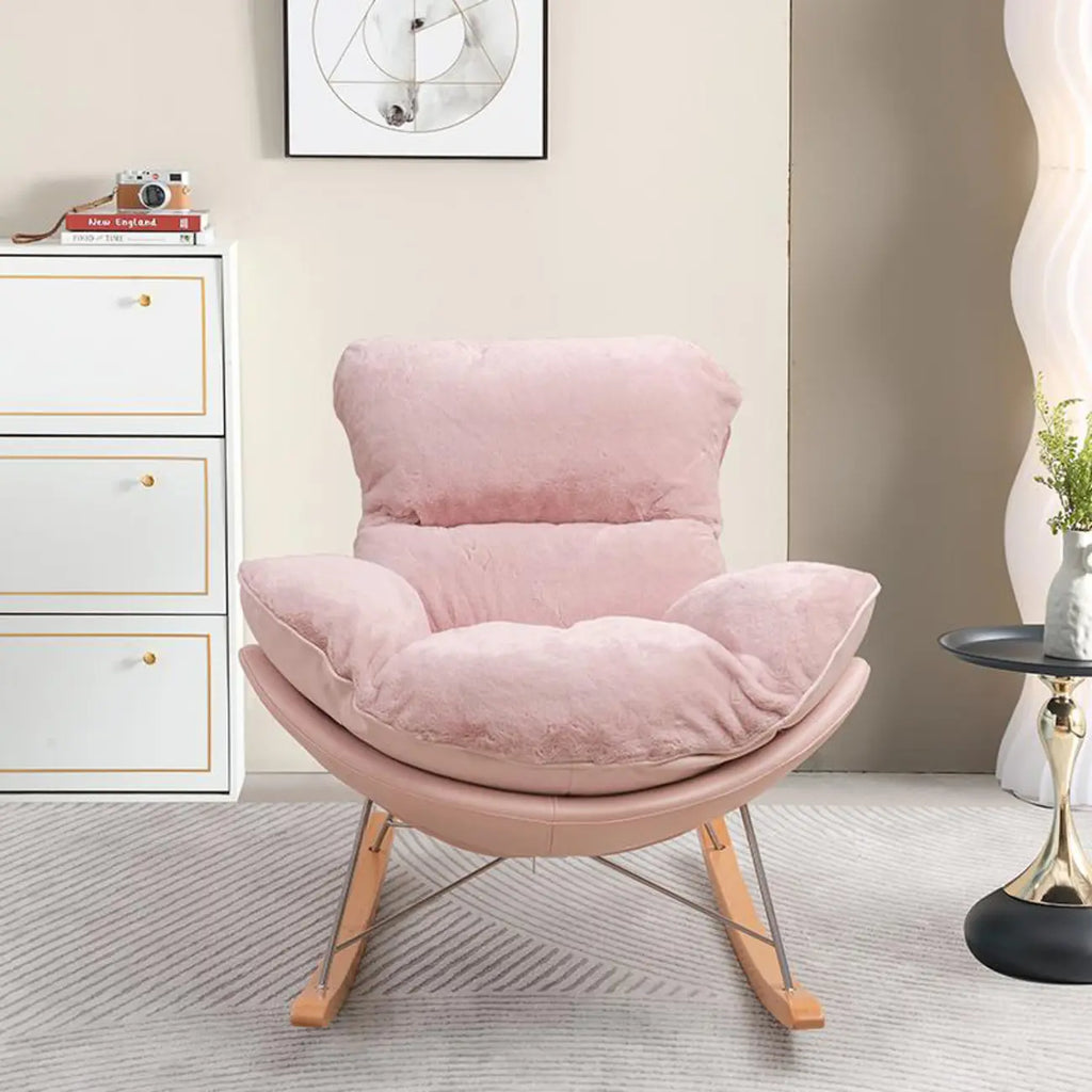 Fauteuil à bascule moderne sans accoudoirs, revêtu de flanelle, avec repose-pieds