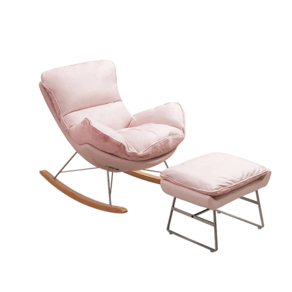 Fauteuil à bascule moderne sans accoudoirs, revêtu de flanelle, avec repose-pieds
