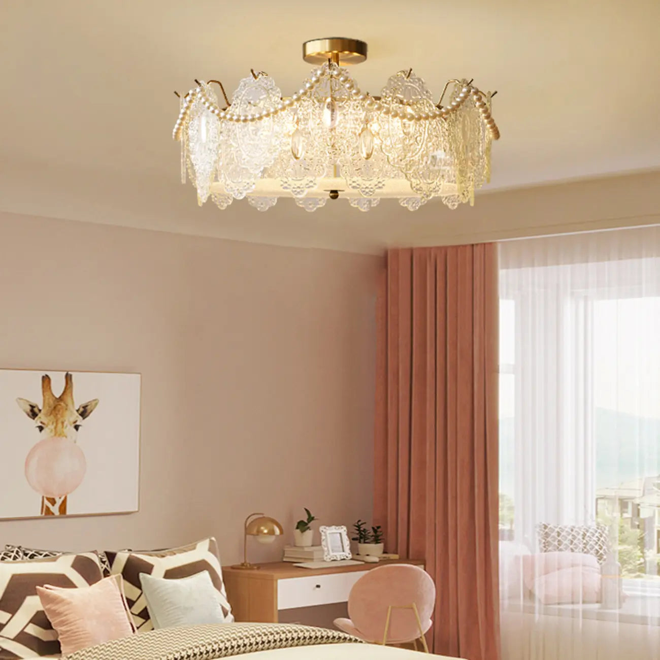 Plafonnier de luxe avec abat-jour d'ambiance pour salon