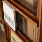 Cassettiera moderna ad accento in pino marrone da 50" con anta in vetro