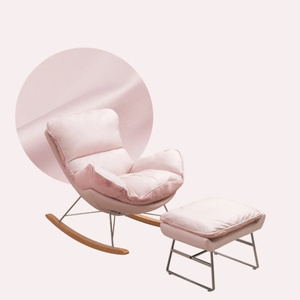 Fauteuil à bascule moderne sans accoudoirs, revêtu de flanelle, avec repose-pieds