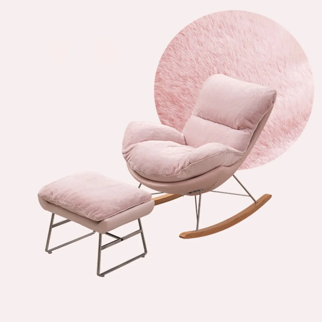 Fauteuil à bascule moderne sans accoudoirs, revêtu de flanelle, avec repose-pieds