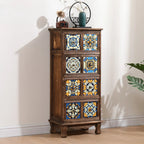 Armoire de rangement en bois brun de style campagnard français avec tiroirs