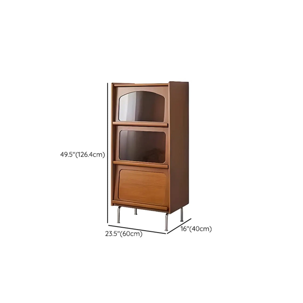 Cassettiera moderna ad accento in pino marrone da 50" con anta in vetro