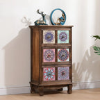 Armoire de rangement en bois brun de style campagnard français avec tiroirs
