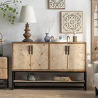 Armoire rustique au fini naturel avec étagère extérieure et porte de grange