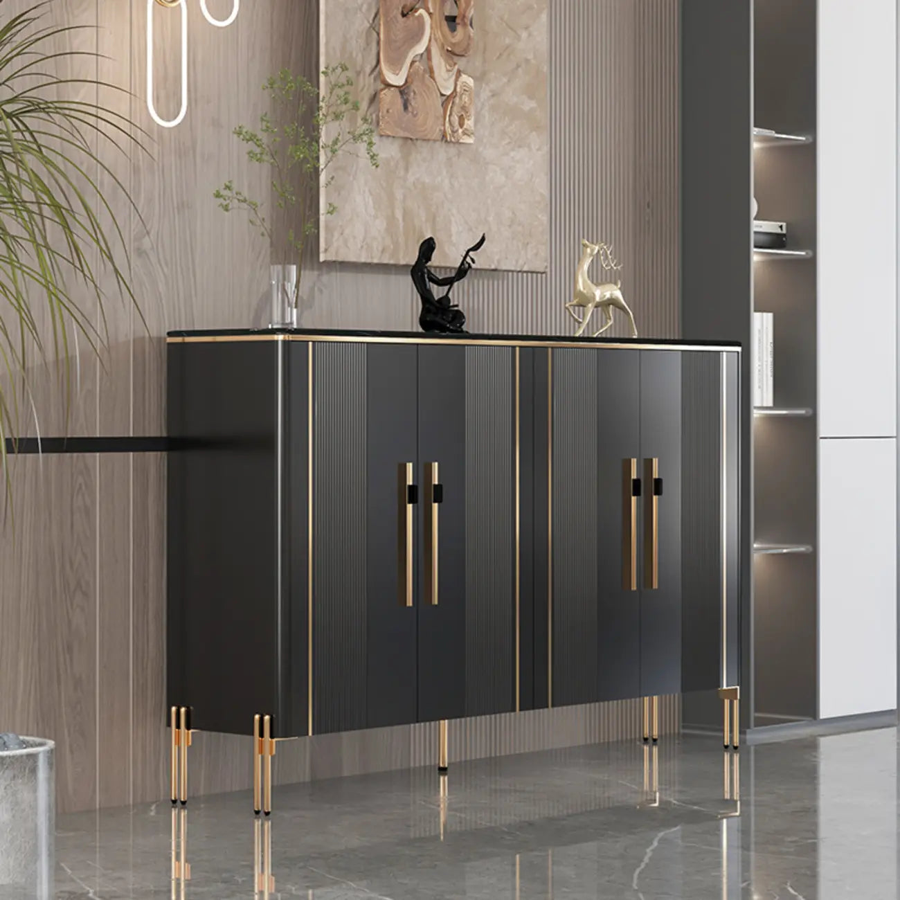 Meuble élégant en bois gris foncé avec design autoportant
