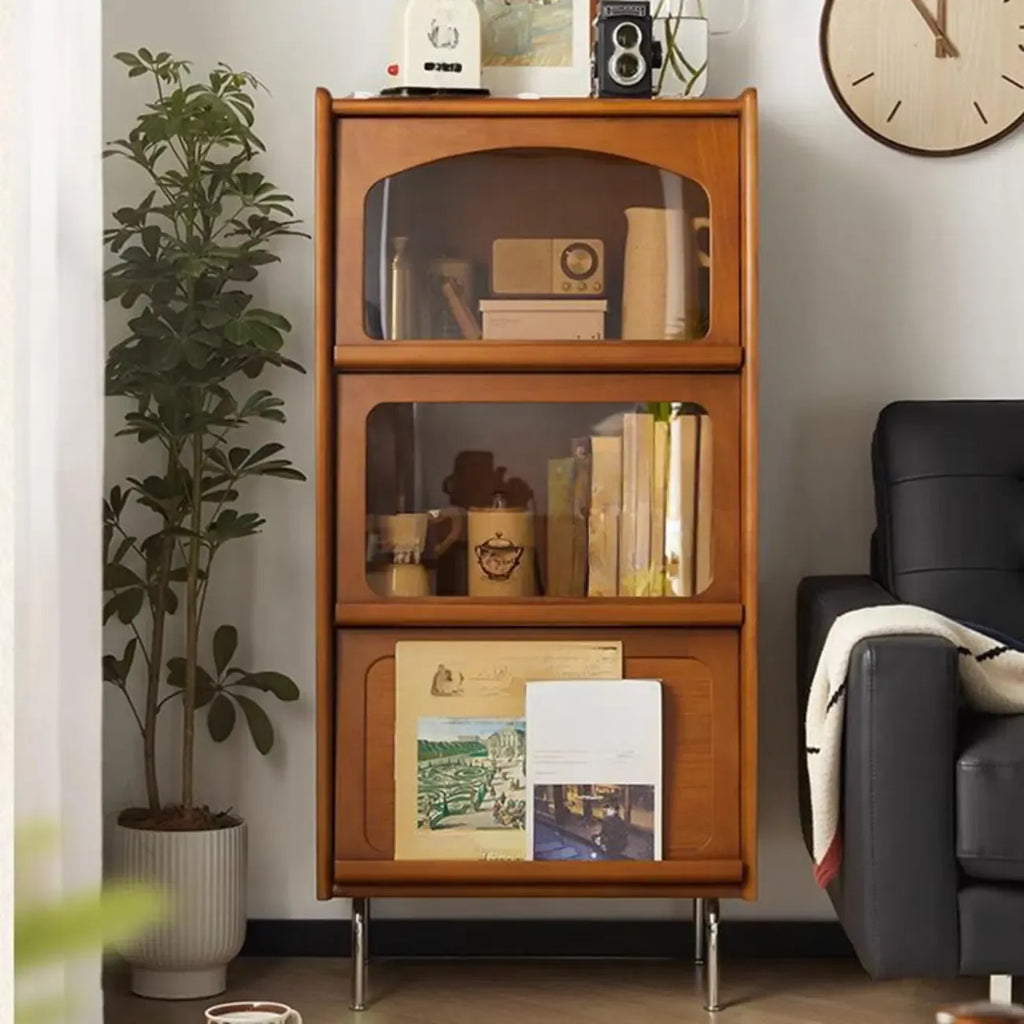 Mobiletto moderno in legno di pino con anta in vetro, 50 cm