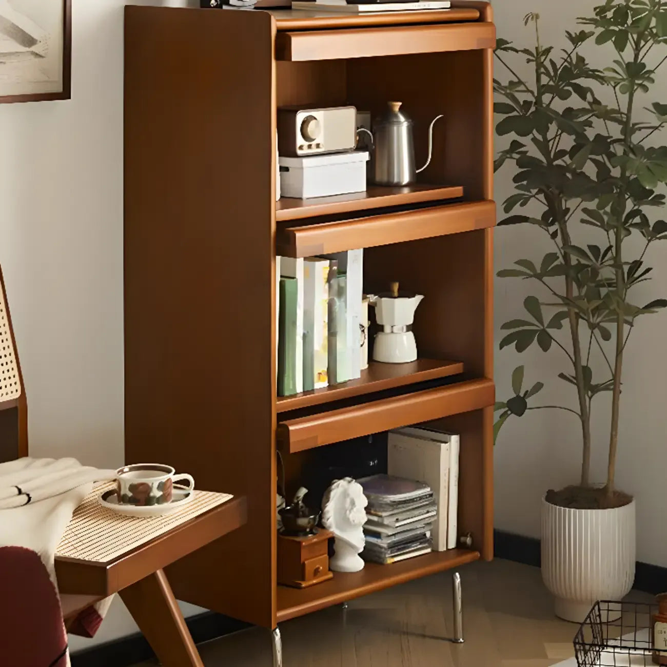 Mobiletto moderno in legno di pino con anta in vetro, 50 cm