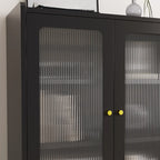Armoire de rangement moderne noire avec étagère extérieure et tiroirs