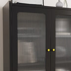 Armoire de rangement moderne noire avec étagère extérieure et tiroirs