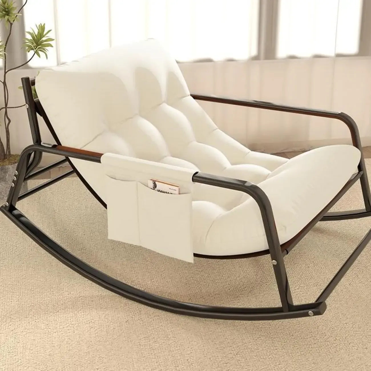 Fauteuil à bascule moderne 2 places rembourré avec accoudoirs droits