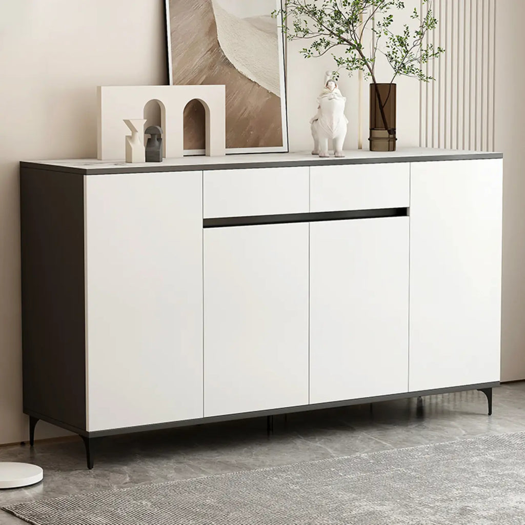 Grand meuble de rangement rectangulaire moderne en bois blanc