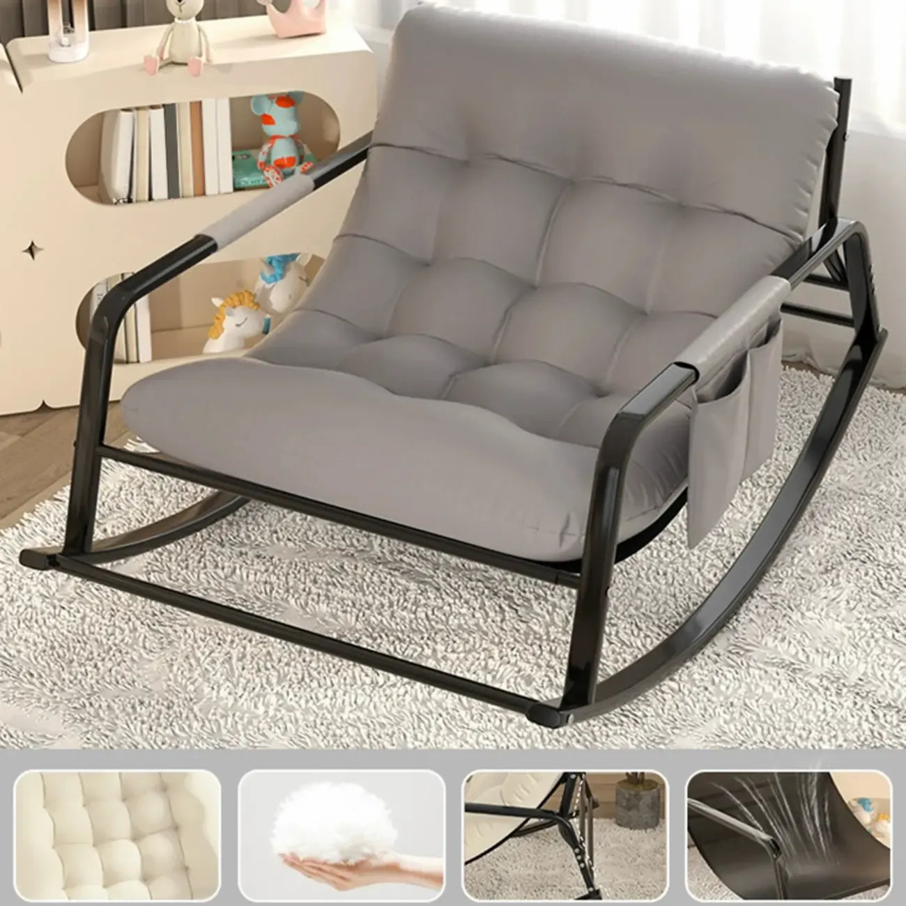 Fauteuil à bascule moderne 2 places rembourré avec accoudoirs droits