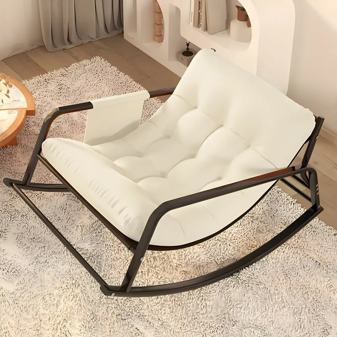 Fauteuil à bascule moderne 2 places rembourré avec accoudoirs droits