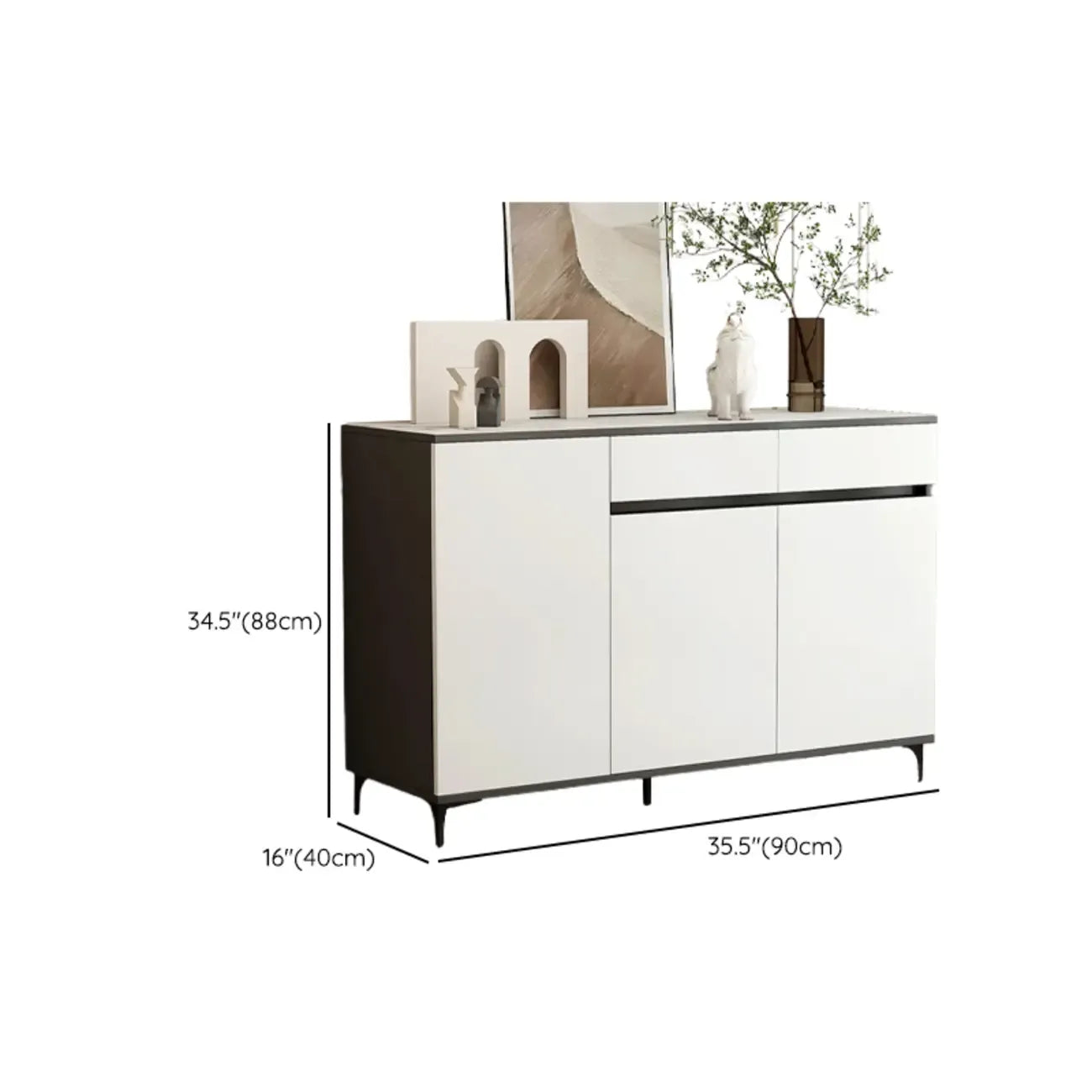 Grand meuble de rangement rectangulaire moderne en bois blanc