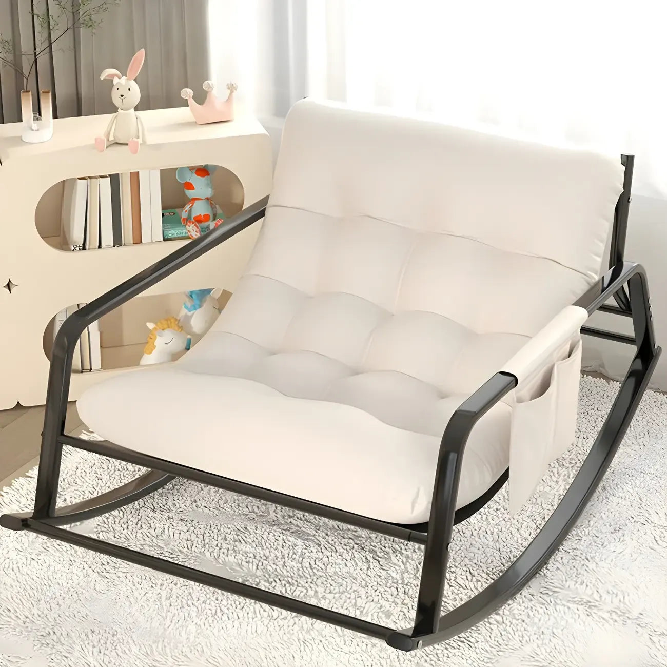 Fauteuil à bascule moderne 2 places rembourré avec accoudoirs droits