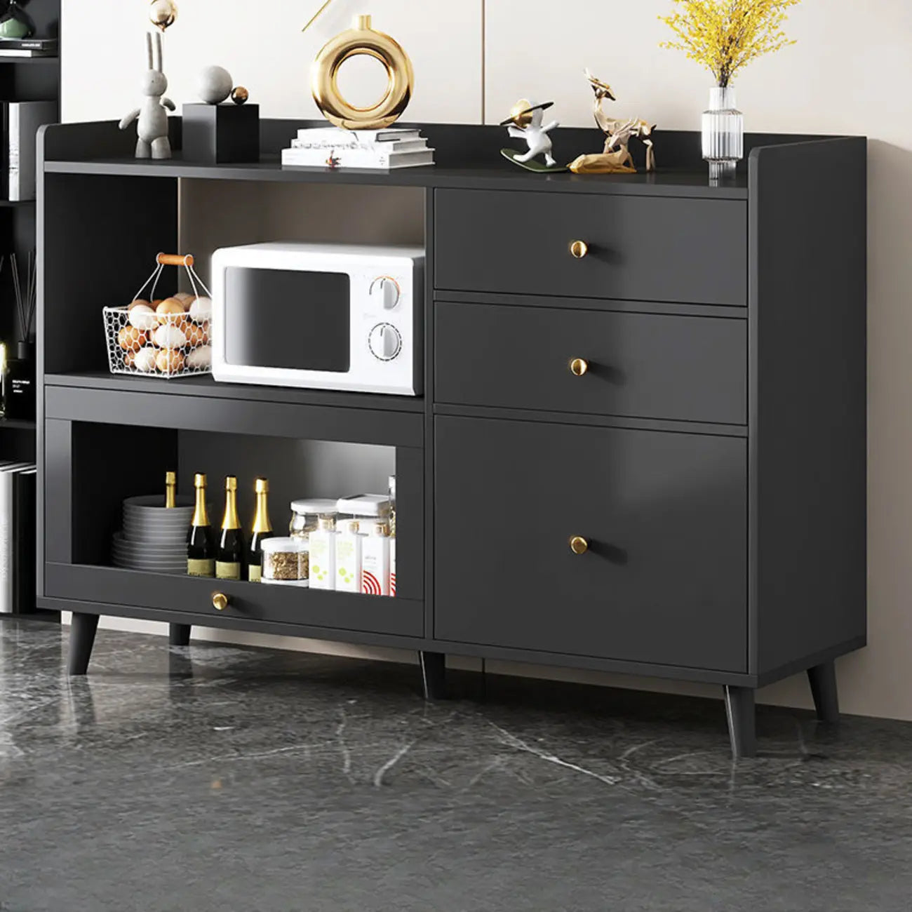 Meuble de cuisine minimaliste en bois blanc avec portes