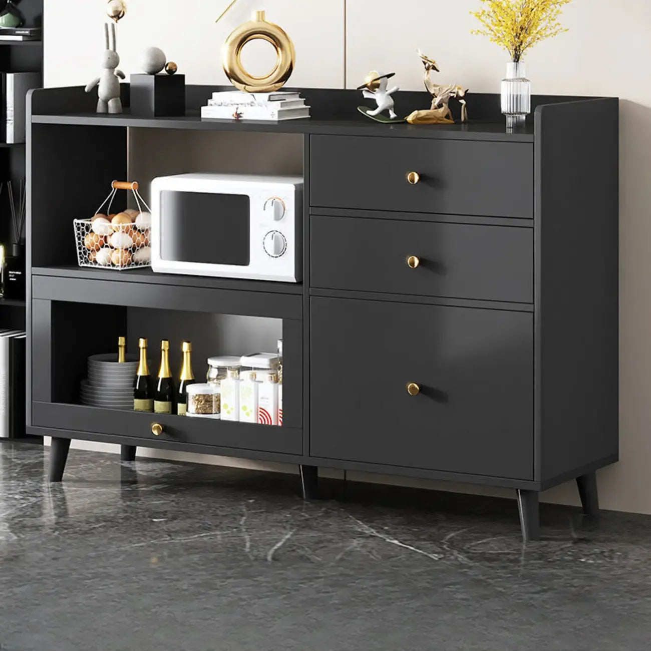 Meuble de cuisine minimaliste en bois blanc avec portes