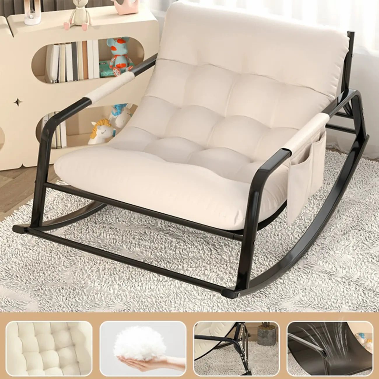 Fauteuil à bascule moderne 2 places rembourré avec accoudoirs droits