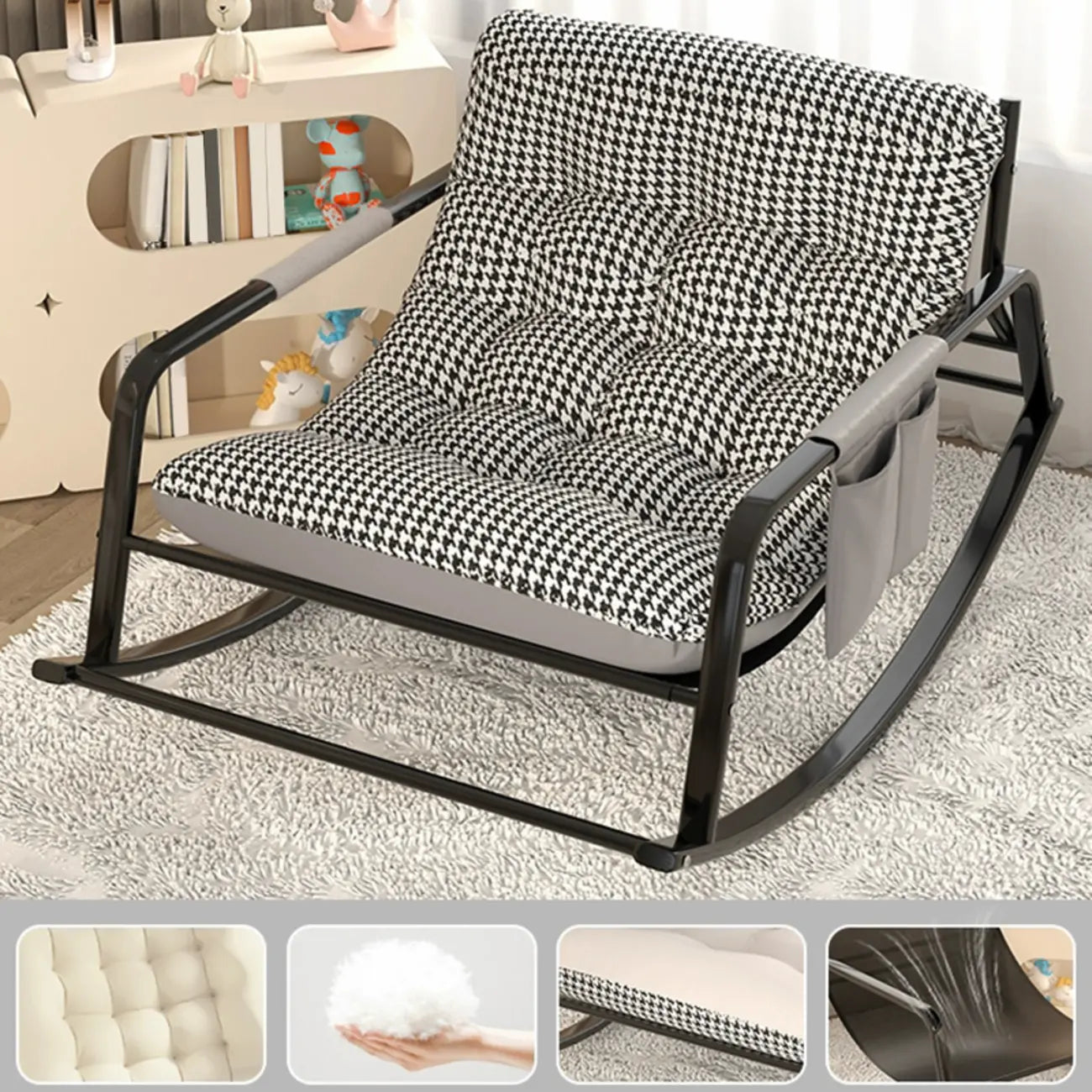 Fauteuil à bascule moderne 2 places rembourré avec accoudoirs droits