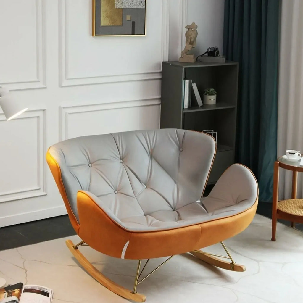 Fauteuil à bascule rembourré avec coussin pour salon