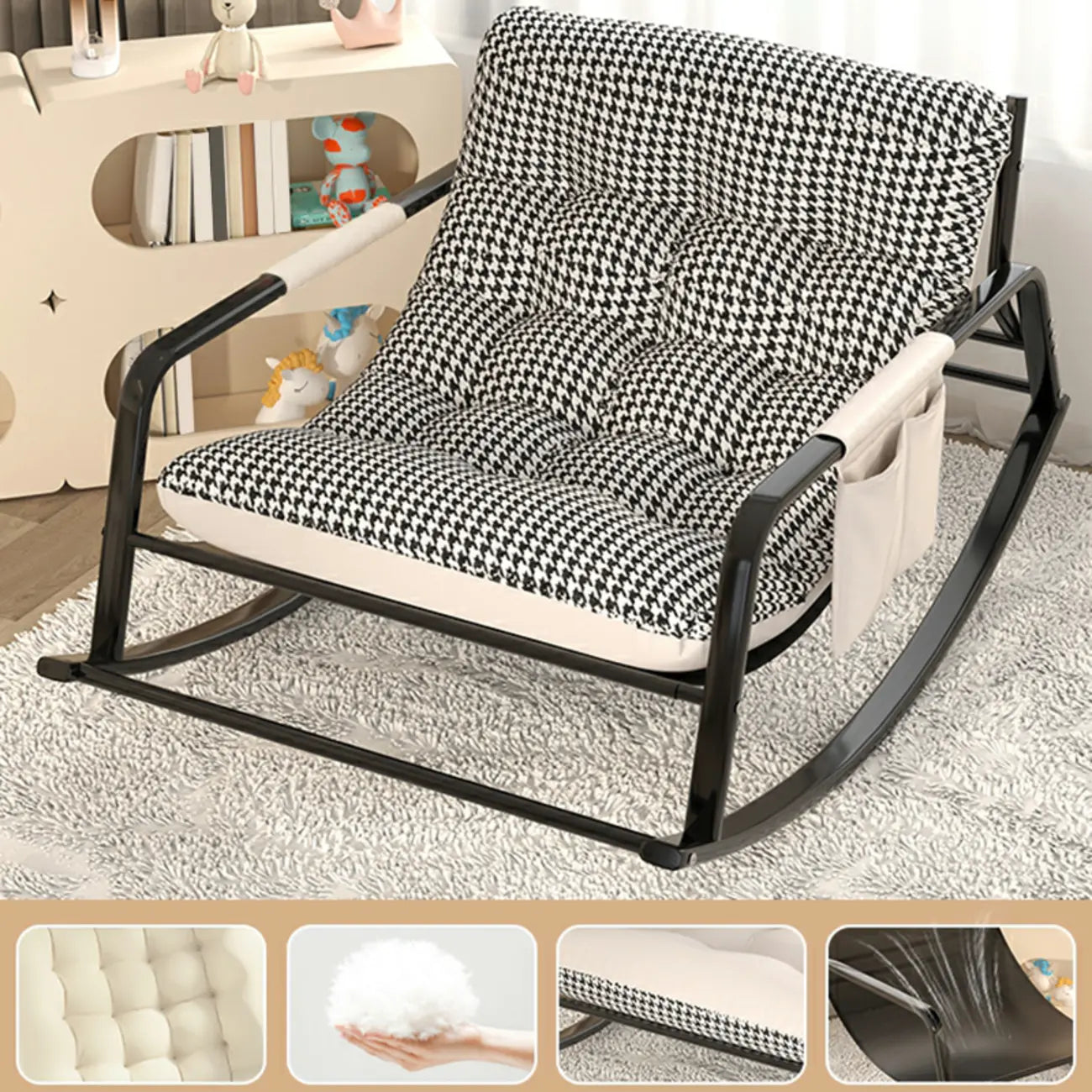 Fauteuil à bascule moderne 2 places rembourré avec accoudoirs droits