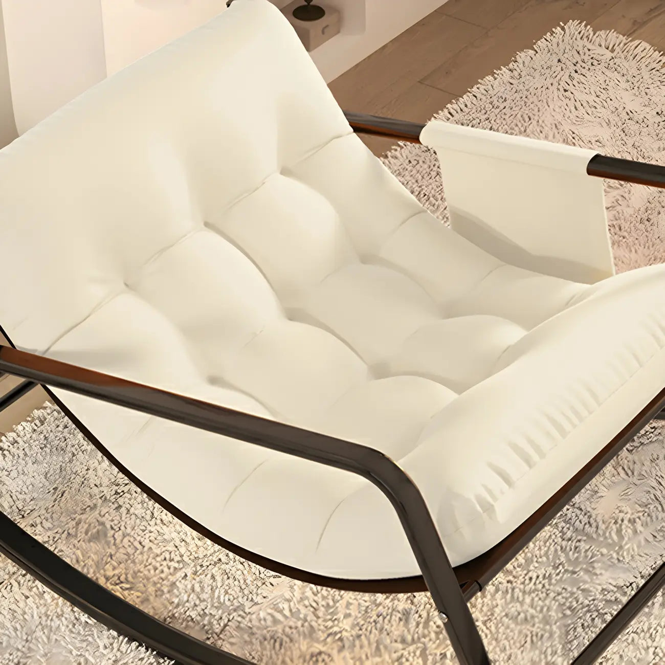 Fauteuil à bascule moderne 2 places rembourré avec accoudoirs droits
