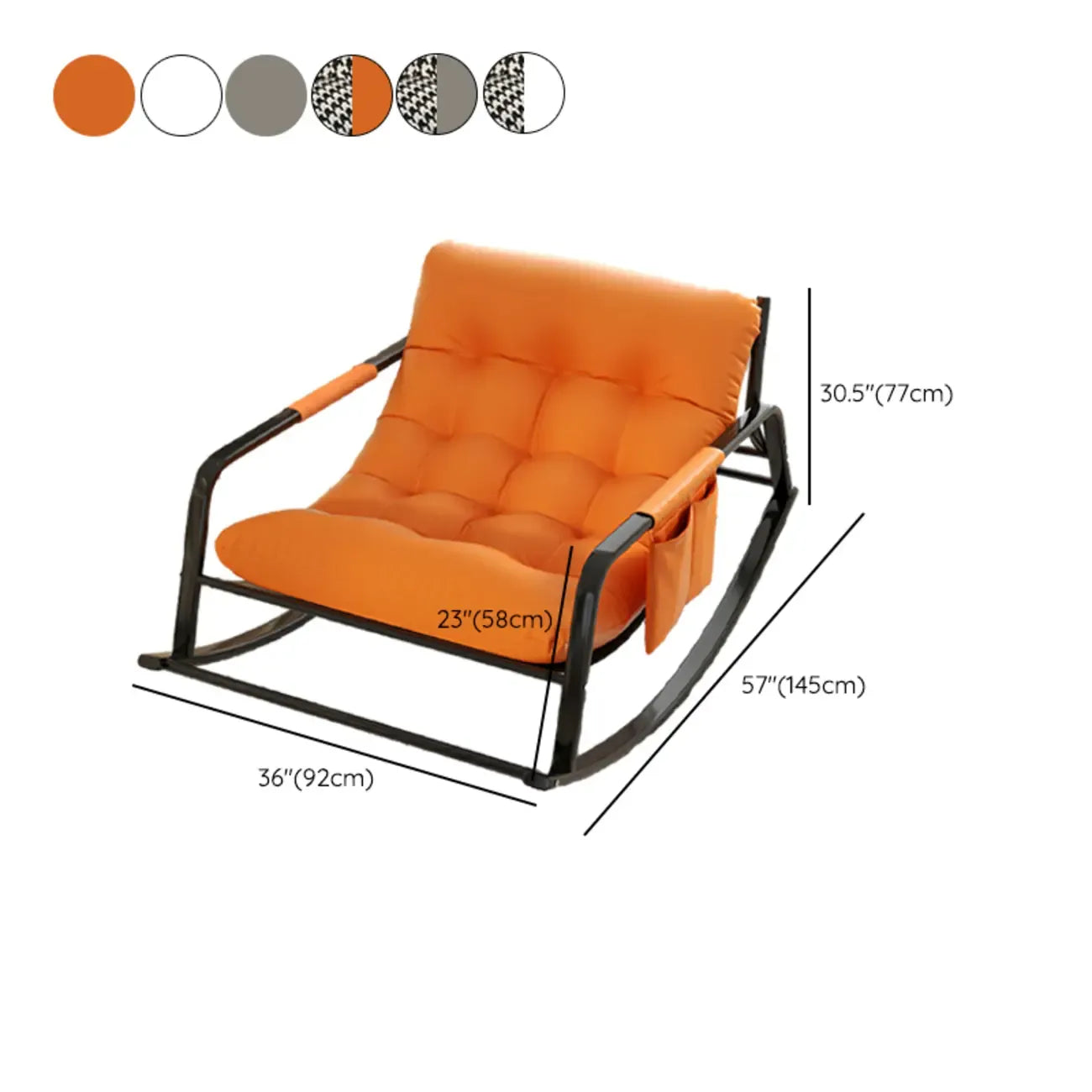 Fauteuil à bascule moderne 2 places rembourré avec accoudoirs droits