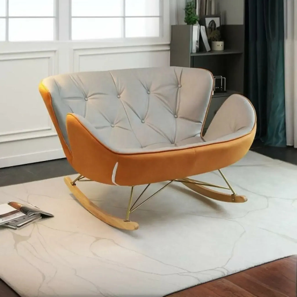 Fauteuil à bascule rembourré avec coussin pour salon