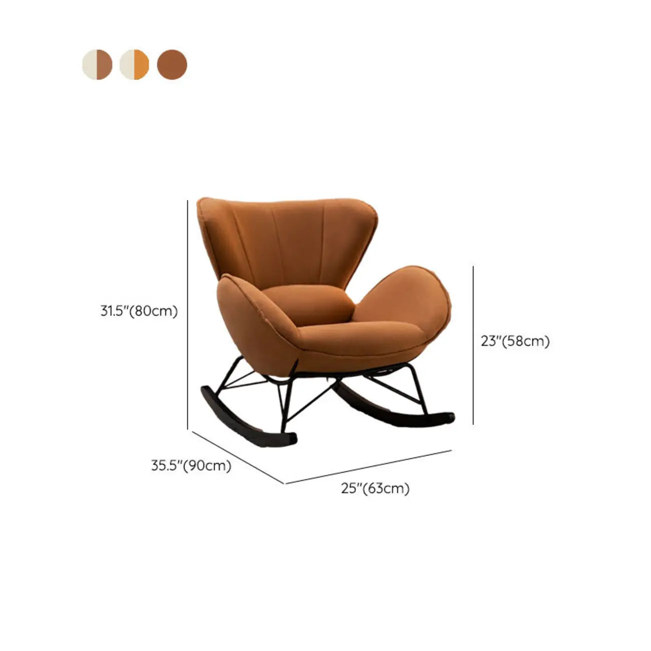 Fauteuil à bascule rembourré avec coussin pour salon