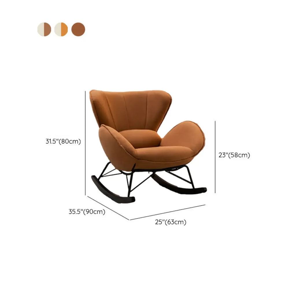 Fauteuil à bascule rembourré avec coussin pour salon