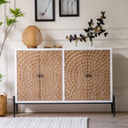 Meuble rectangulaire rustique autoportant en bois blanc et base en fer