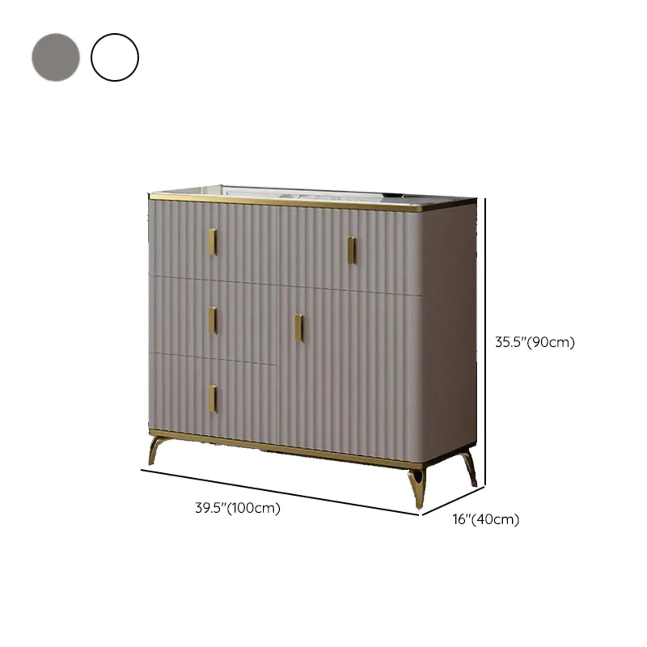 Meuble de salon glamour en bois avec plusieurs tiroirs