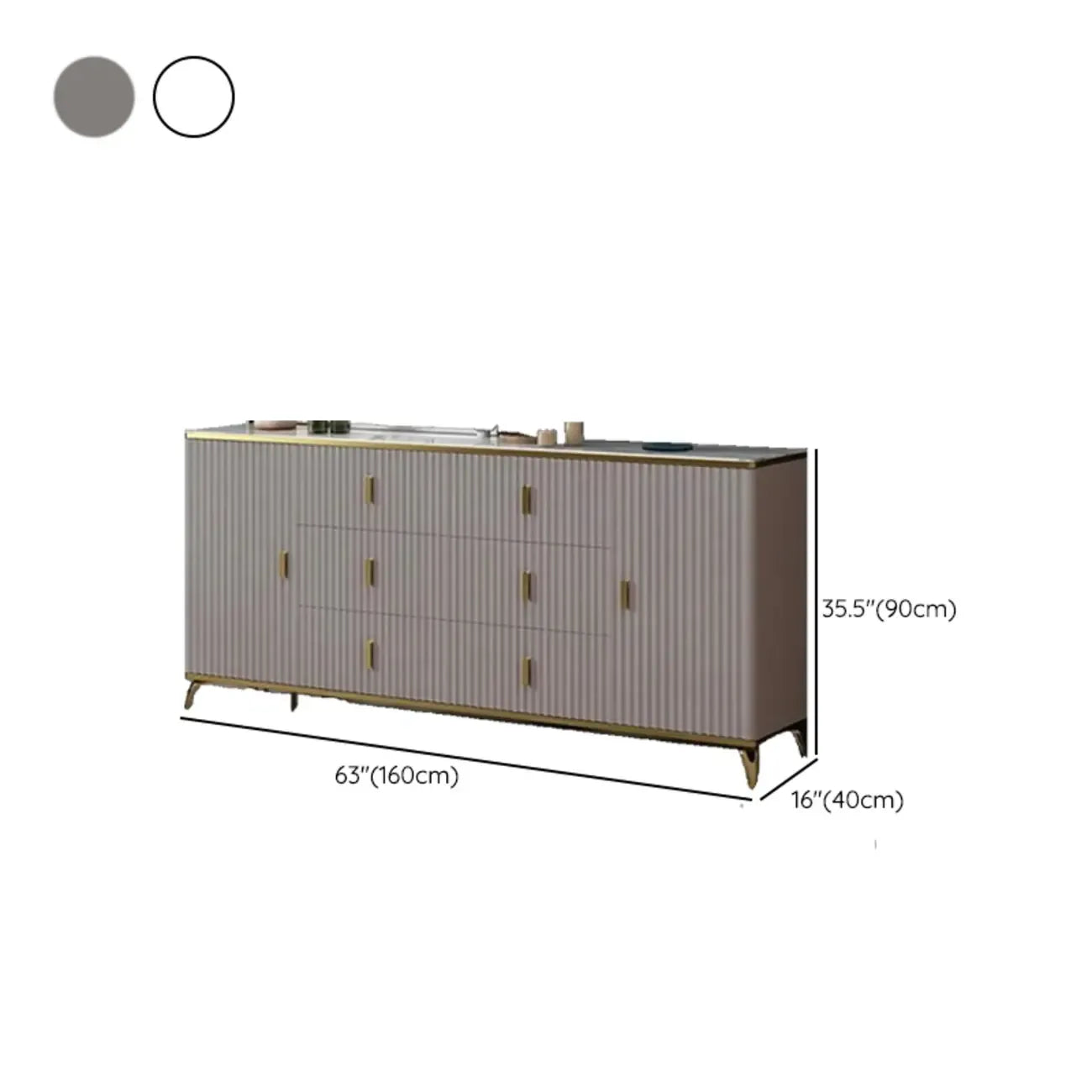 Meuble de salon glamour en bois avec plusieurs tiroirs
