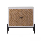 Meuble rectangulaire rustique autoportant en bois blanc et base en fer