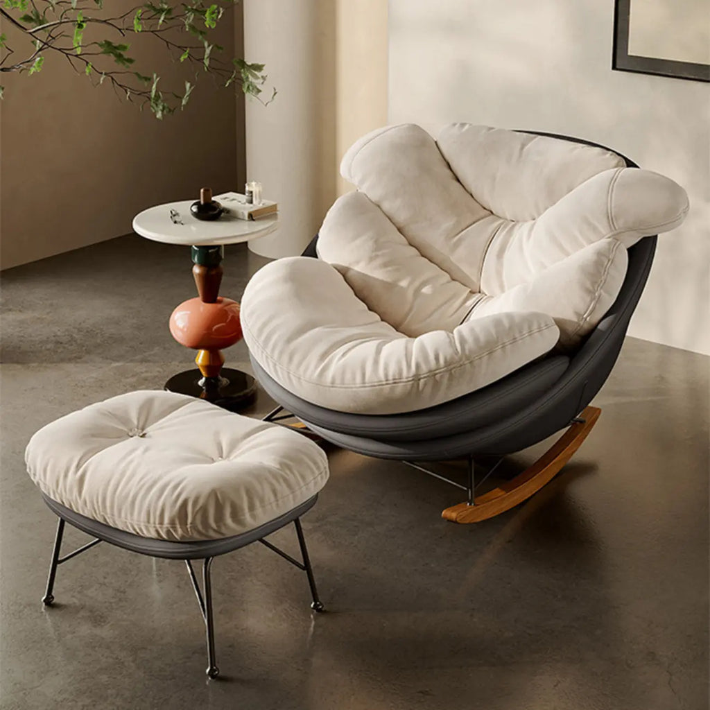 Fauteuil à bascule ergonomique moderne rembourré avec repose-pieds en option