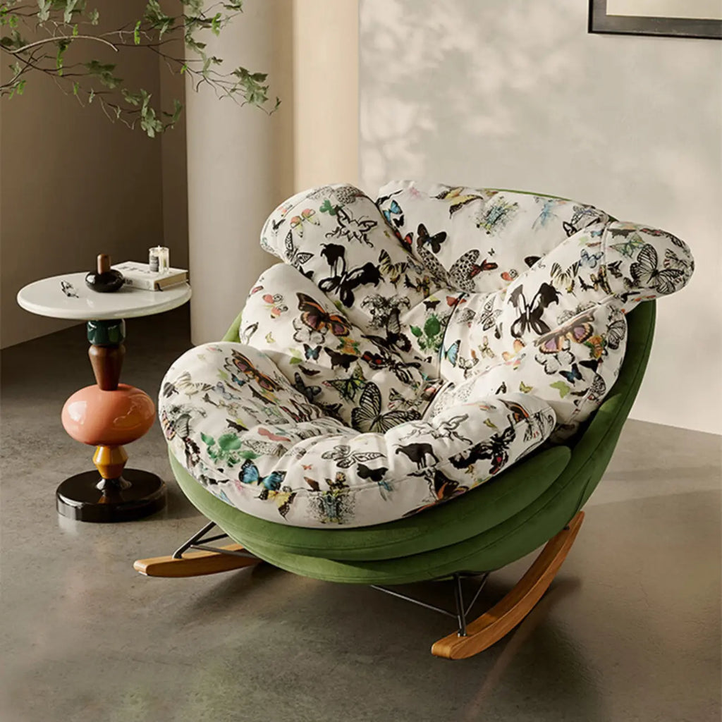 Fauteuil à bascule ergonomique moderne rembourré avec repose-pieds en option