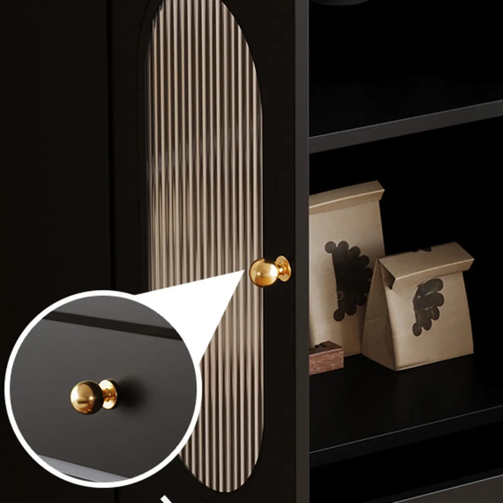 Élégant meuble d'appoint en bois noir avec tiroirs et portes