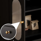 Élégant meuble d'appoint en bois noir avec tiroirs et portes