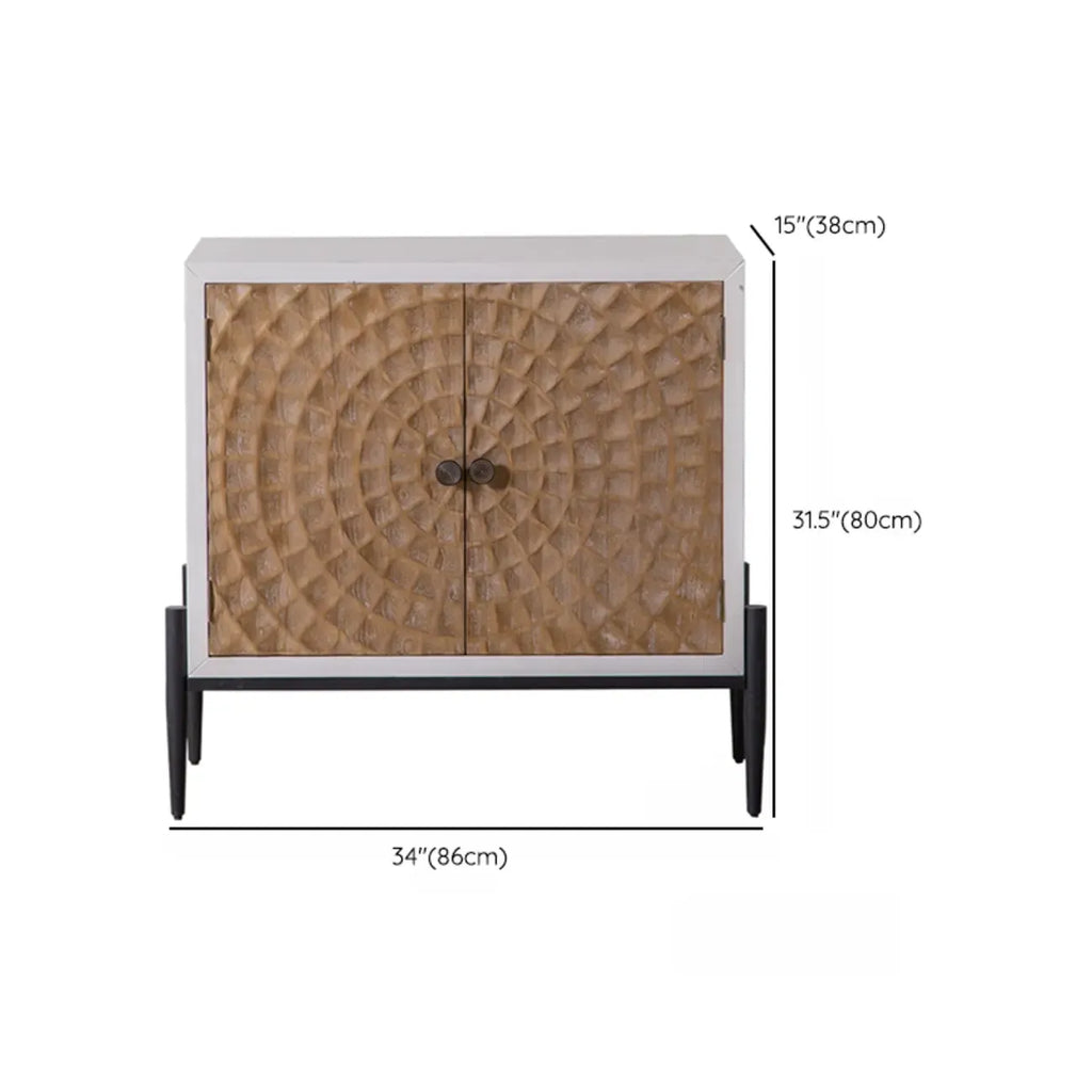 Meuble rectangulaire rustique autoportant en bois blanc et base en fer