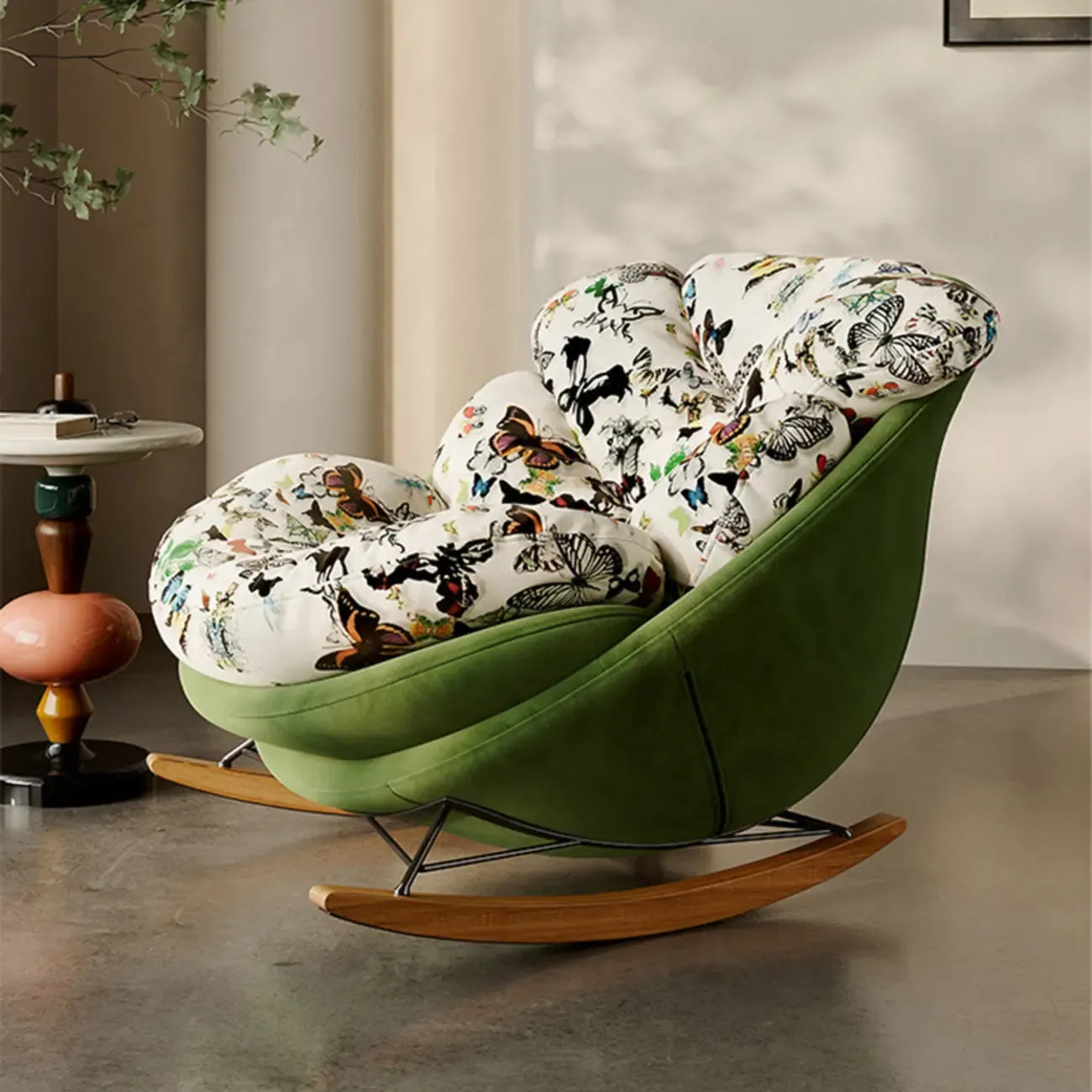 Fauteuil à bascule ergonomique moderne rembourré avec repose-pieds en option