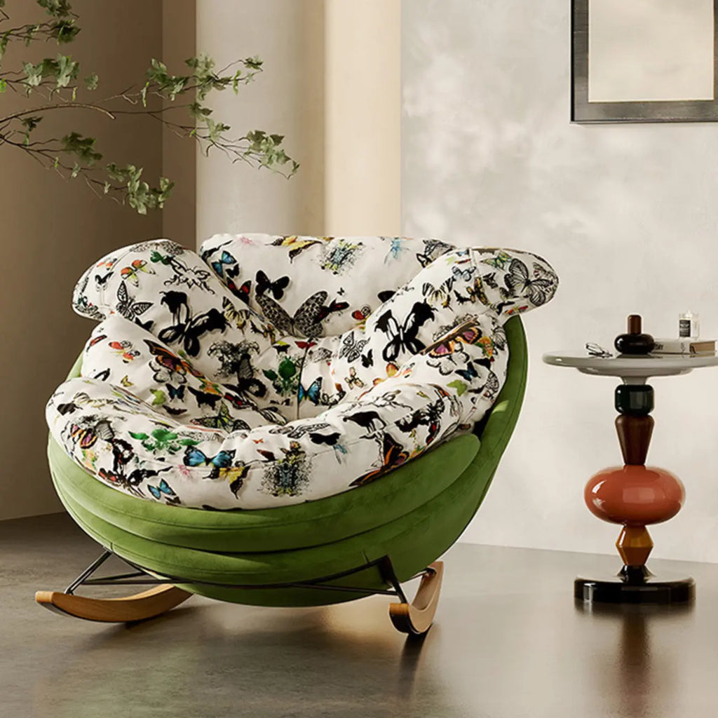 Fauteuil à bascule ergonomique moderne rembourré avec repose-pieds en option