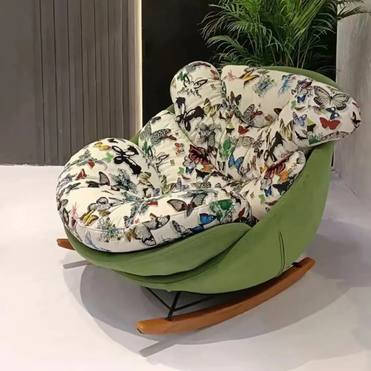 Fauteuil à bascule ergonomique moderne rembourré avec repose-pieds en option