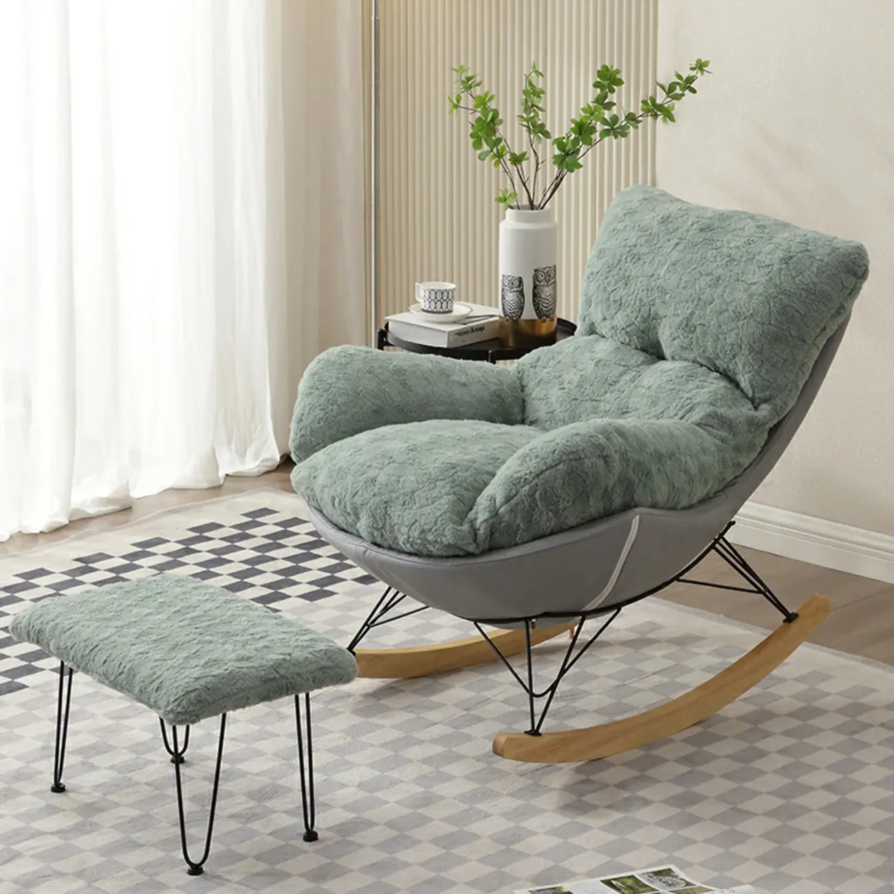 Fauteuil à bascule moderne sans accoudoirs avec repose-pieds