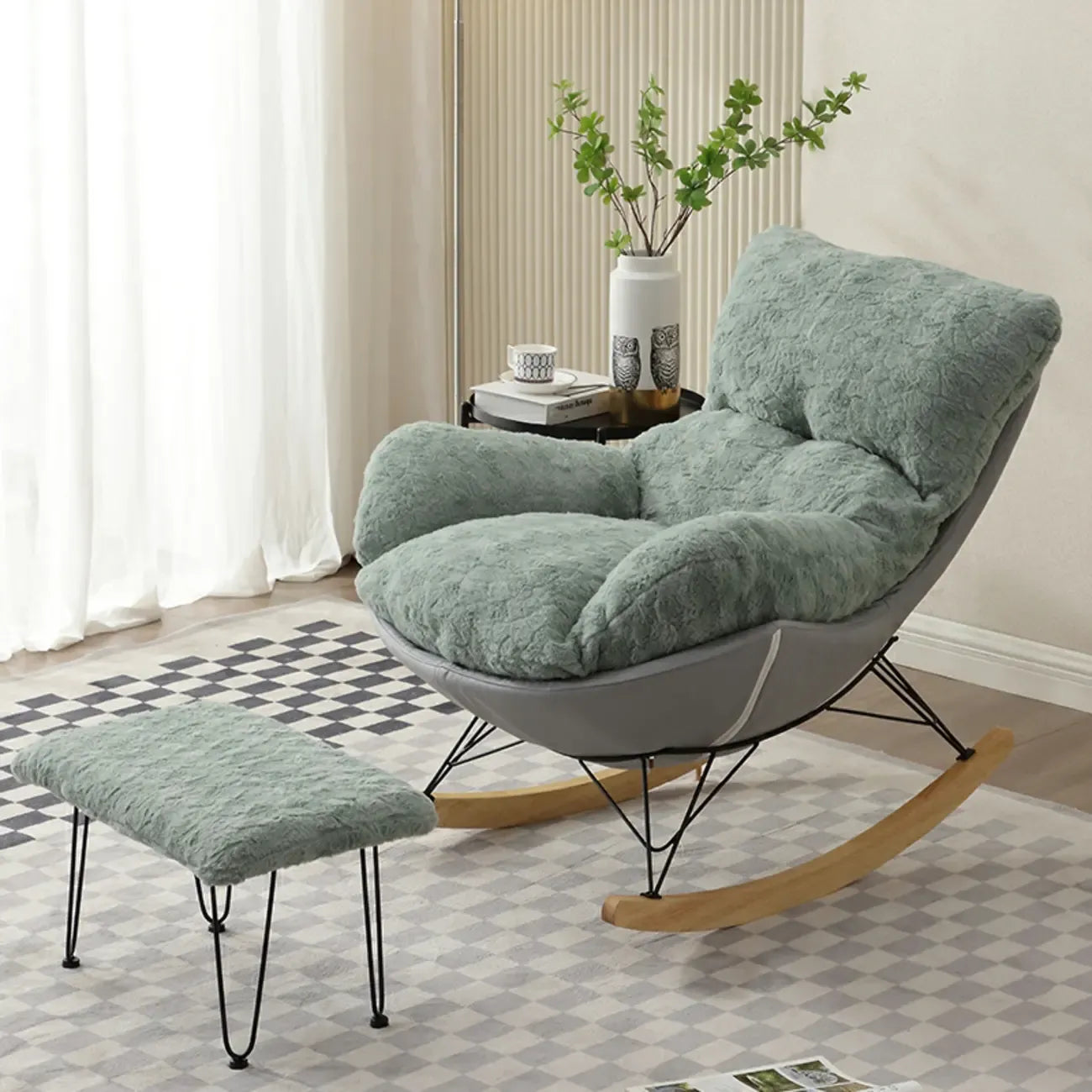 Fauteuil à bascule moderne sans accoudoirs avec repose-pieds
