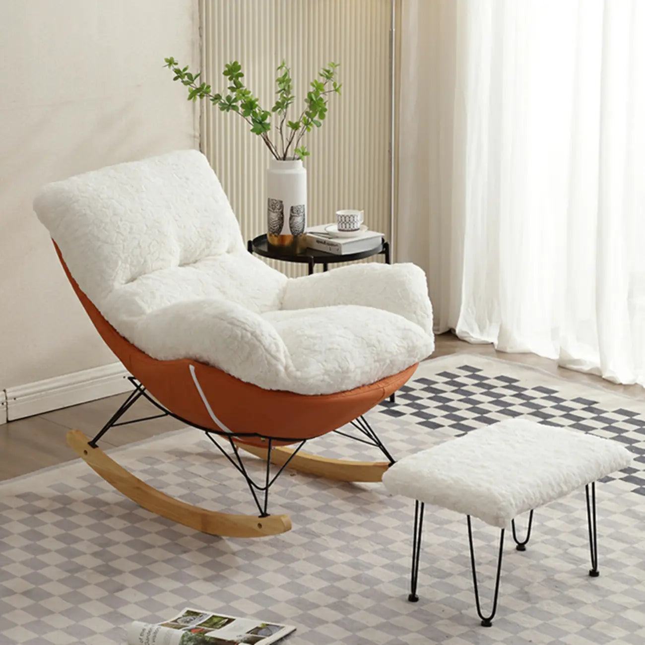 Fauteuil à bascule moderne sans accoudoirs avec repose-pieds