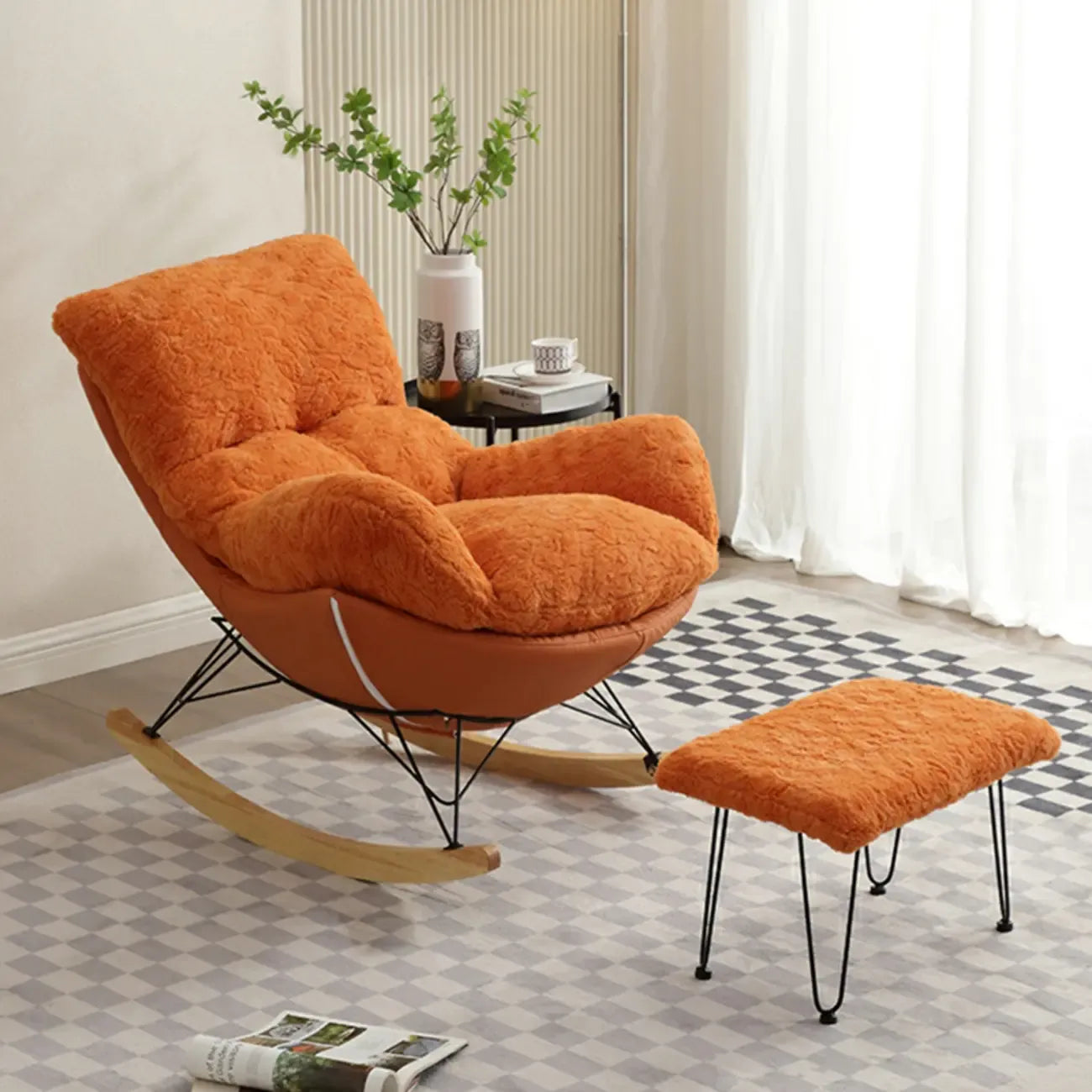 Fauteuil à bascule moderne sans accoudoirs avec repose-pieds