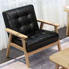 Fauteuil d'appoint moderne en cuir capitonné avec structure en bois